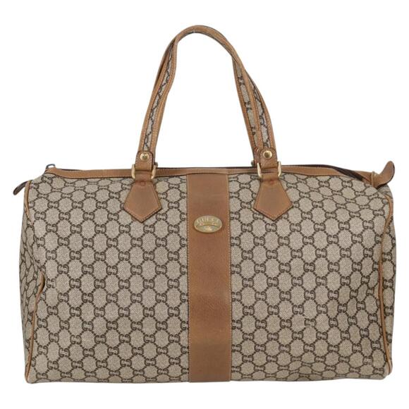 GUCCI GG Plus Supreme Boston Bag Pvc Beige Gold - Picture 2 of 13